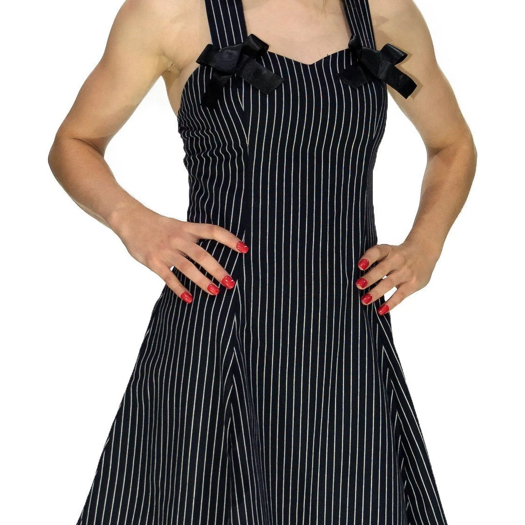 Dr Faust Slimming Pinstripe Black & White Mini Dress - Gia