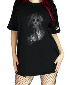 Dr Faust Smoke Skull Black T-Shirt - Cali OMEN COLLECTIONNEW