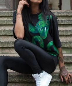 Dr Faust OMEN COLLECTIONNEW Green Snake God Black T-Shirt - Joshua