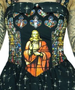 Dr Faust Stained Windows Pattern Jesus Mini Dress - Jillian