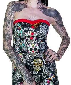 Dr Faust Sugar Skulls Colourful Mini Dress - Annalee