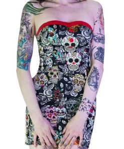 Dr Faust Sugar Skulls Colourful Mini Dress - Annalee