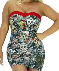 Dr Faust Sugar Skulls Colourful Mini Dress - Annalee