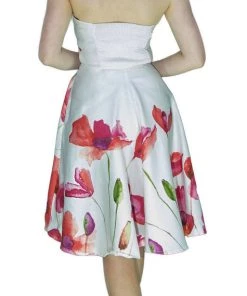 Dr Faust Field Poppy Flowers White Midi Dress - Talitha