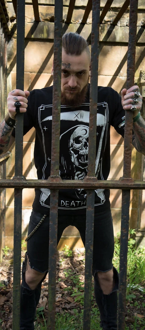 Dr Faust OMEN COLLECTIONNEW Tarot Card Laughing Death Nu Goth Black T-Shirt - Morte 3 Dr Faust OMEN COLLECTIONNEW Tarot Card Laughing Death Nu Goth Black T-Shirt - Morte