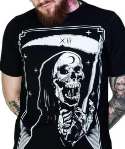 Dr Faust OMEN COLLECTIONNEW Tarot Card Laughing Death Nu Goth Black T-Shirt - Morte