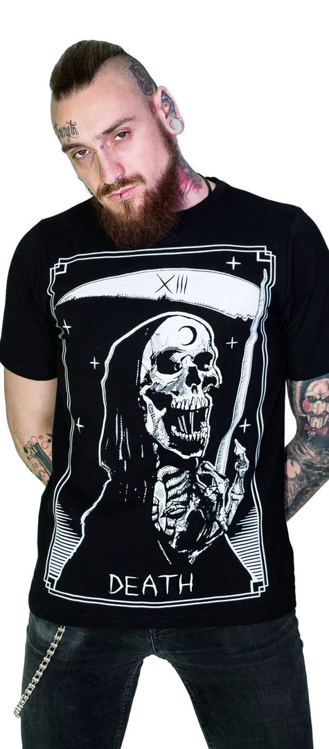 Dr Faust OMEN COLLECTIONNEW Tarot Card Laughing Death Nu Goth Black T-Shirt - Morte 4 Dr Faust OMEN COLLECTIONNEW Tarot Card Laughing Death Nu Goth Black T-Shirt - Morte