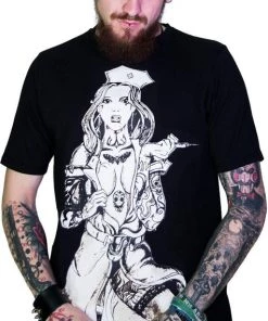 Dr Faust Tattooed Sexy Cursed Nurse Black T-Shirt - Tristan 9 Dr Faust Tattooed Sexy Cursed Nurse Black T-Shirt - Tristan