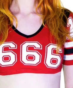 Dr Faust OMEN COLLECTIONNEW Team Devil 666 Cheerleader Top And Hot Pants Set - Opal