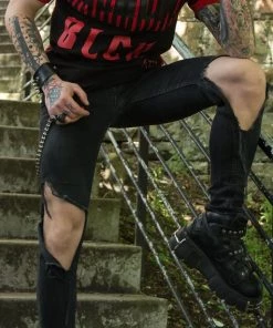 Dr Faust OMEN COLLECTIONNEW 13 Team Devil Red Striped Mens Black T-Shirt - Adriel