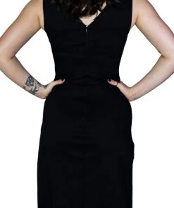 Dr Faust Thigh-high Slit Gala Black Midi Dress - Kourtney