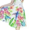 Dr Faust DRESSES Exotic Birds And Flowers White Midi Dress - Ulani