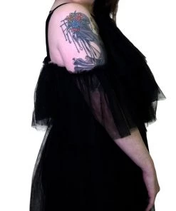 Dr Faust Vapour Mesh Black Sheer Mini Dress - Cardi