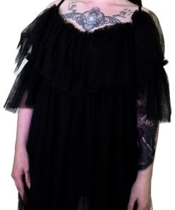 Dr Faust Vapour Mesh Black Sheer Mini Dress - Cardi