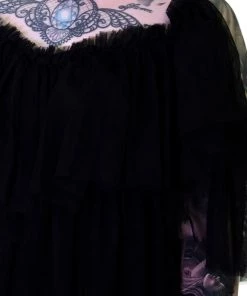 Dr Faust Vapour Mesh Black Sheer Mini Dress - Cardi