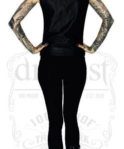 Dr Faust Vegan Leather Black Biker Vest - Pax JACKETS