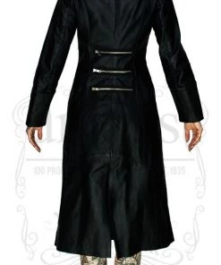 Dr Faust JACKETS Vegan Leather Alternative Long Black Coat - Bellona