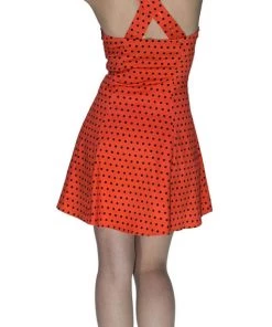 Dr Faust Orange Black Polka Dot Mini Dress - Vera DRESSES