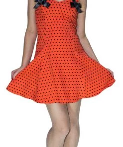Dr Faust Orange Black Polka Dot Mini Dress - Vera DRESSES