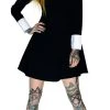 Dr Faust Long Sleeve Wednesday Addams Black Mini Dress - Megan DRESSES