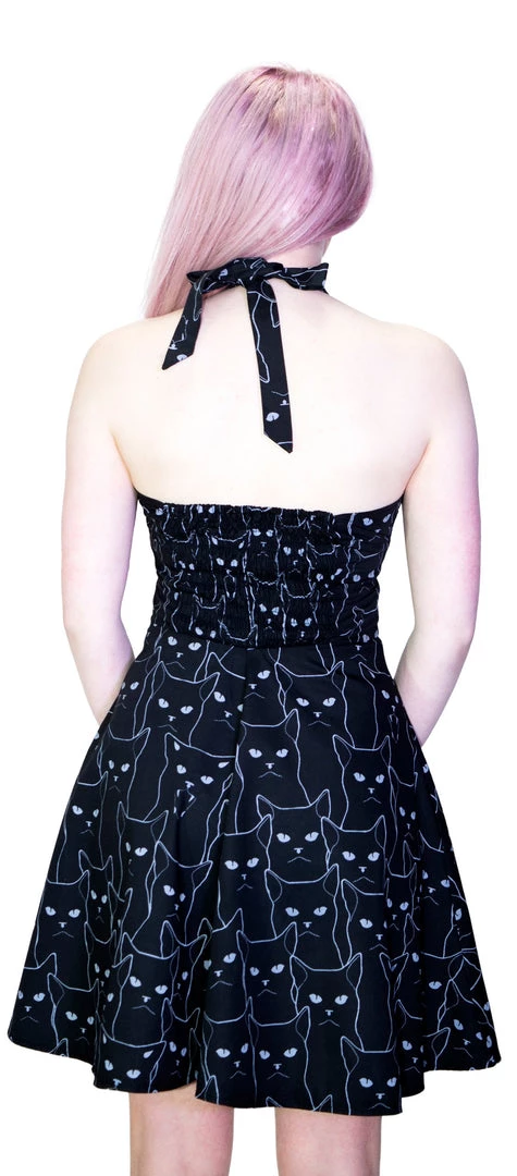 Dr Faust White Evil Cats Black Mini Dress - Katz DRESSES 4 Dr Faust White Evil Cats Black Mini Dress - Katz DRESSES