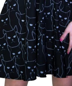 Dr Faust White Evil Cats Black Mini Dress - Katz DRESSES 7 Dr Faust White Evil Cats Black Mini Dress - Katz DRESSES