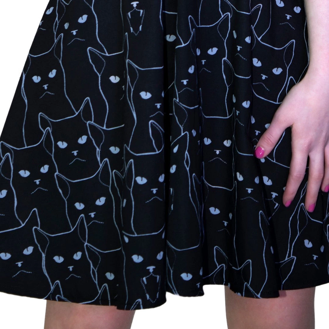 Dr Faust White Evil Cats Black Mini Dress - Katz DRESSES 5 Dr Faust White Evil Cats Black Mini Dress - Katz DRESSES