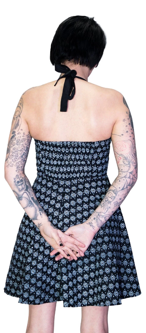 Dr Faust White Eye Of Sauron Black Mini Dress - Nathalia