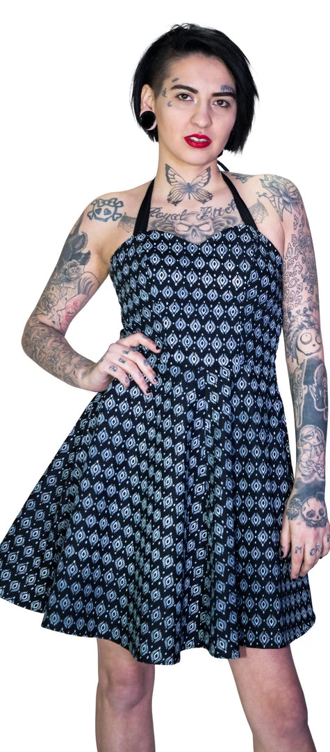 Dr Faust White Eye Of Sauron Black Mini Dress - Nathalia