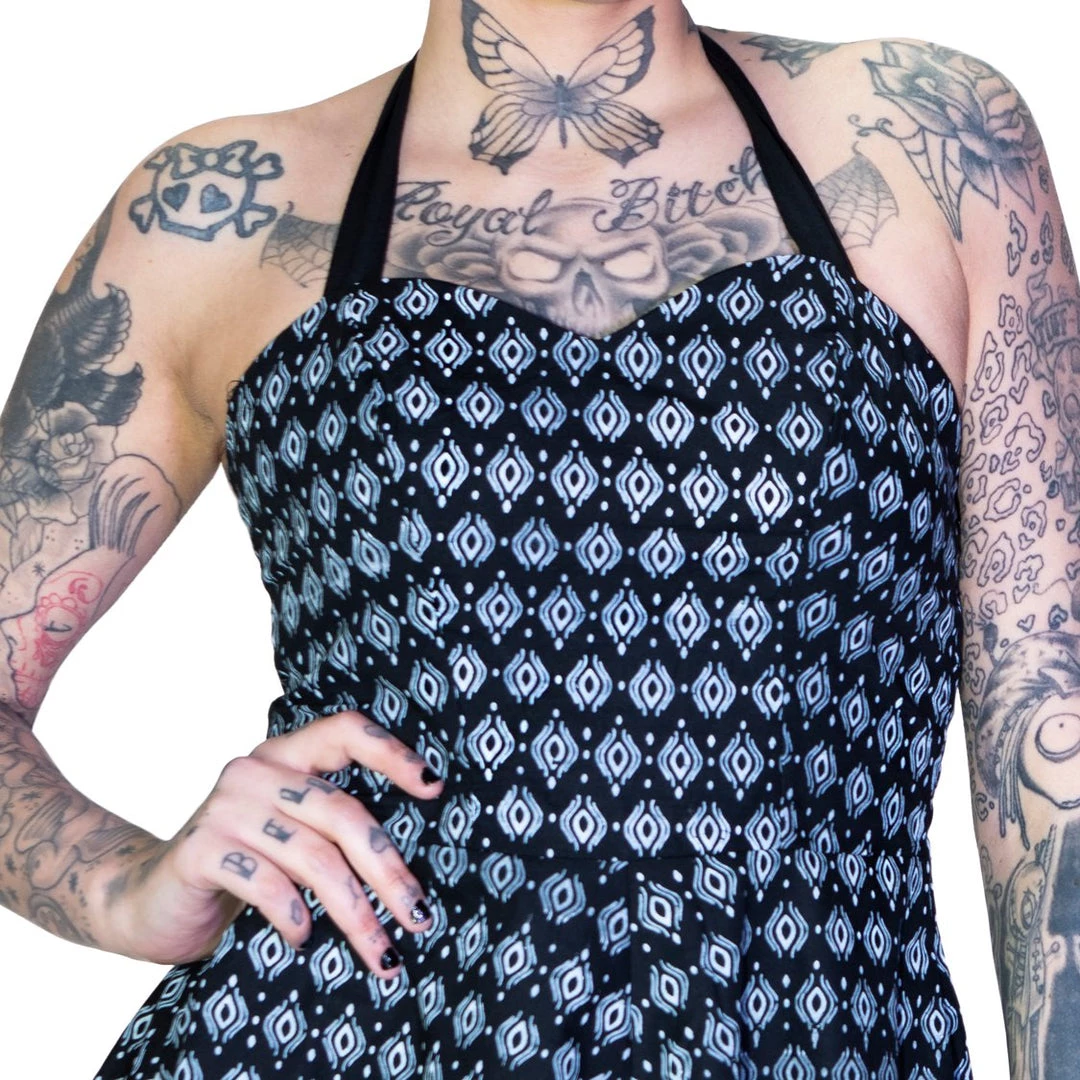 Dr Faust White Eye Of Sauron Black Mini Dress - Nathalia