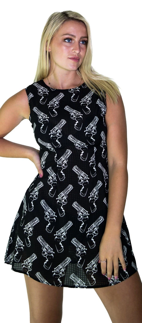 Dr Faust DRESSES White Guns Dangerous Black Sheer Mini Dress - Melanie