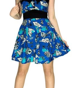 Dr Faust White Mermaids Blue Mini Dress - Brynlee DRESSES
