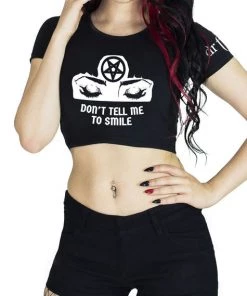 Dr Faust OMEN COLLECTIONNEW Closed Witch Eyes Pentagram Crop Top - Lexie