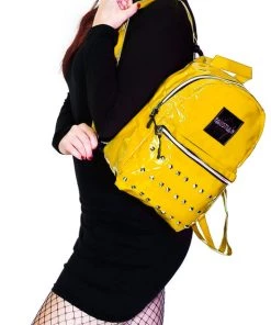 Dr Faust ACCESSORIES Yellow Patent Vegan Leather Backpack - Shining